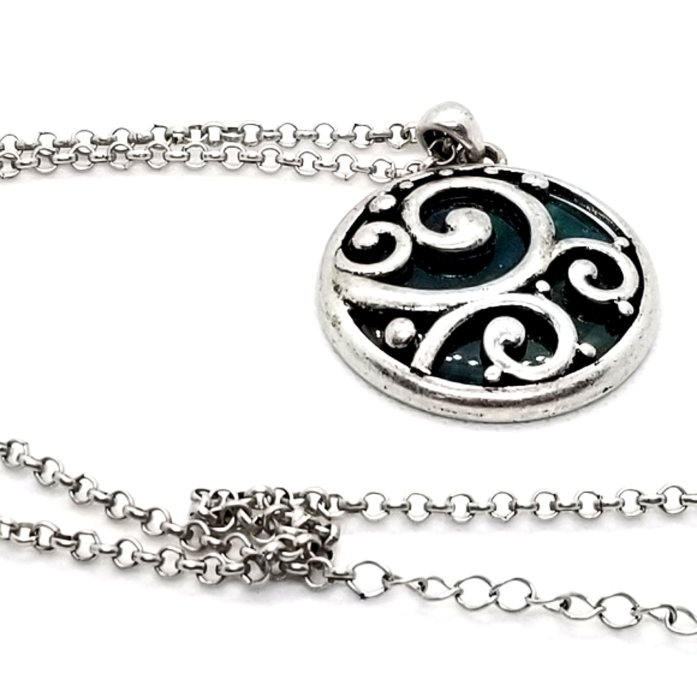 Medallion Black & Silver Necklace Unique